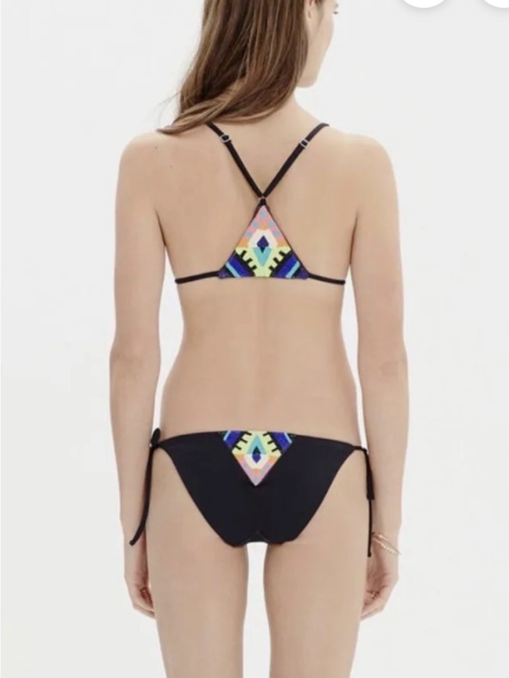 Mara Hoffman Black Bikini with Multicolor Aztec Insets